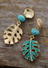 Boho Earrings, Dangle Earrings, Blue Turquoise Leaf
